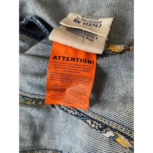 RARE! People 4 Peace Embroidered Denim Jacket, Large, Boho, Unique, Hippy, Y2K - Picture 9 of 12